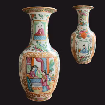 Antique canton rose mandarin vase second half of the 19th century #762
