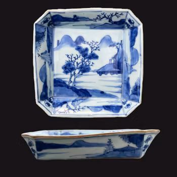 Antique Chinese Porcelain square dish Kangxi period Qing Dynasty #800