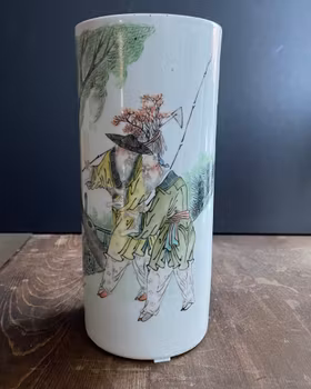 Antique Chinese Porcelain Brush Pot / Hat stand Republic, dated 1921 #827