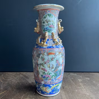 1 Antique Chinese famille rose Canton vase second half of 19th c, Late Qing #828
