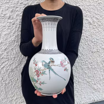 One large Vintage Chinese famille rose vase, 1980s-90's #856