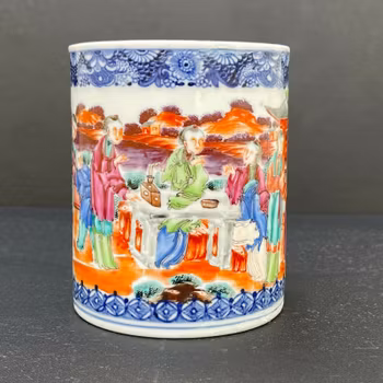 Antique Chinese Rose Mandarin Export Porcelain Tankard / Jug 18th Century #862