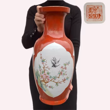 Antique Chinese Porcelain vase mid 20th c Guangxu mark #928