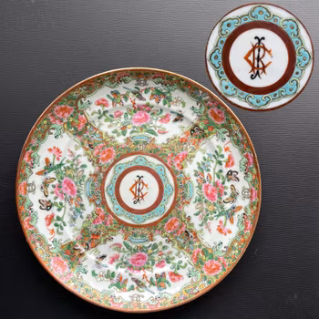 Antique Chinese Armorial Canton Rose Medallion plate #933