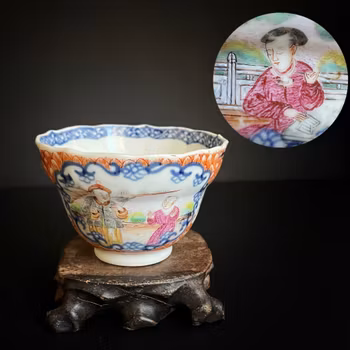 Antique Chinese rose mandarin tea cup 18th C #941