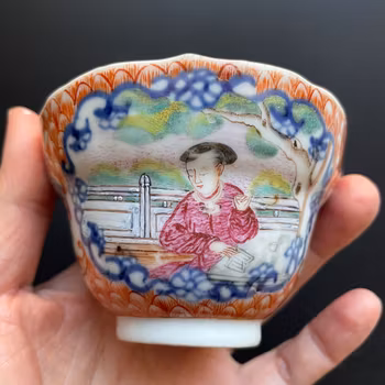 Antique Chinese rose mandarin tea cup 18th C #941