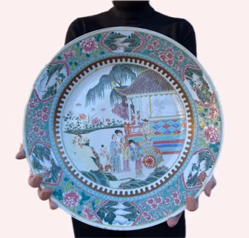 Large famille rose charger, romance of the western chamber, Late Qing / Republic #1676