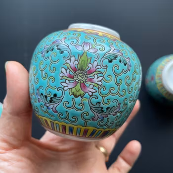 A pair of vintage Chinese miniature jars #989, 990