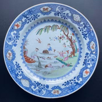 A Chinese famille rose plate with figure scenes, Qianlong, Qing Dynasty #999