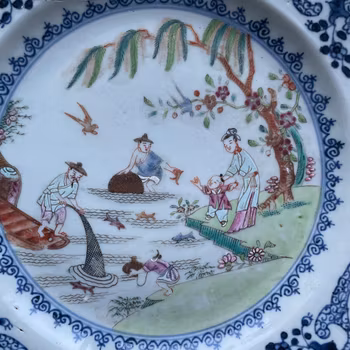 A Chinese famille rose plate with figure scenes, Qianlong, Qing Dynasty #1003