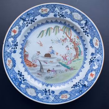 A Chinese famille rose plate with figure scenes, Qianlong, Qing Dynasty #1003