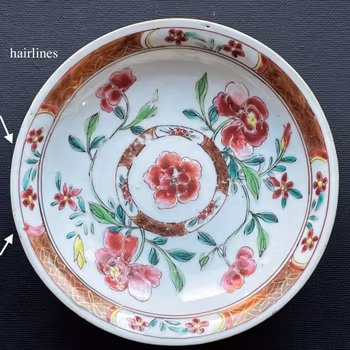 Antique Chinese Yongzheng reticulated saucer famille rose double layered #1019