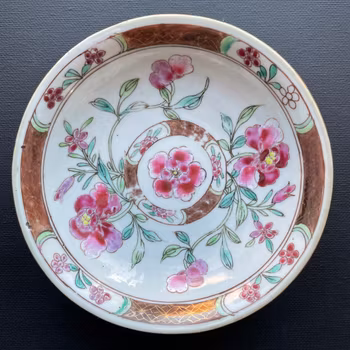 Antique Chinese Yongzheng reticulated saucer famille rose double layered #1018