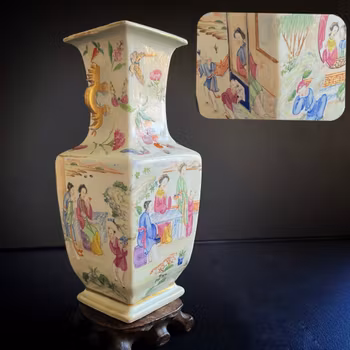 A rare antique rose mandarin vase First half of 19th c Jiaqing/Daoguang #1051