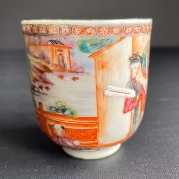 Antique Chinese Rose Mandarin Porcelain teacup Qianlong period #1102