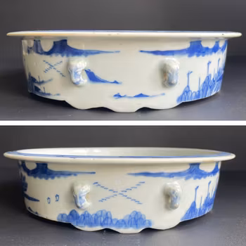 Antique Chinese Blue & White Porcelain brush wash scholar object, Qianlong #1111