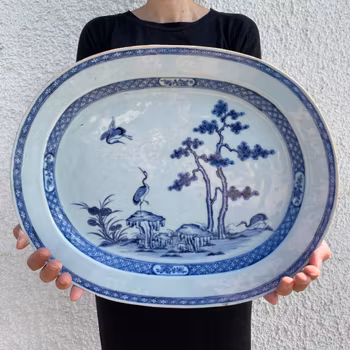 Antique Chinese Export Blue and White Porcelain platter, Qianlong period #1131