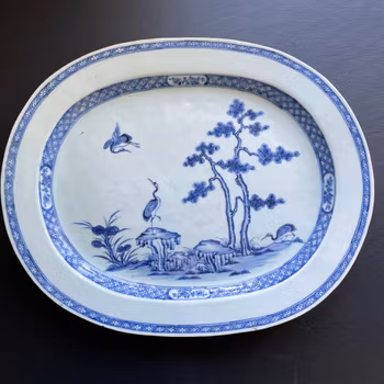 Antique Chinese Export Blue and White Porcelain platter, Qianlong period #1131