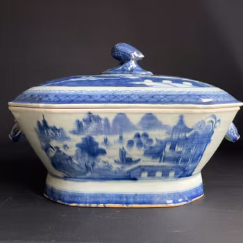 Chinese antique underglazed blue and white Tureen, Jiaqing Period #1168