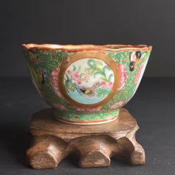 Antique Chinese Rose Medallion Mandarin Export Porcelain cup 19th Century #1162