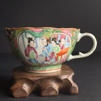 Antique Chinese Rose Medallion Mandarin Export Porcelain cup 19th Century #1162