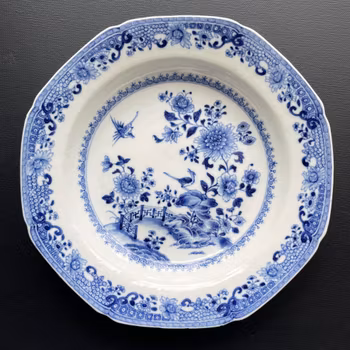 Antique Chinese Blue and white plate, 19th c, Qing Dynasty #1172