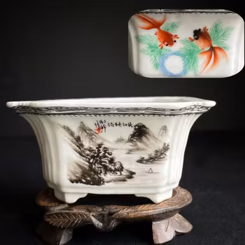 Chinese rectangular porcelain planter Second Half of 1900's 50's 60's #1177