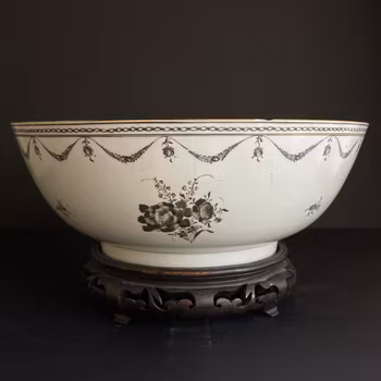 Antique Chinese punch bowl Grisaille and Gilt decoration Qianlong period #1181
