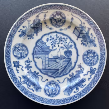 Antique Chinese Blue and White Porcelain plate, Kangxi period #1197