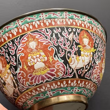 ANTIQUE CHINESE 19th C. BENCHARONG / BENJARONG Bowl FOR THAI MARKET #1187