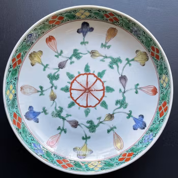 Antique Chinese Famille Verte deep mouth plate, Kangxi / Yongzheng period #1203