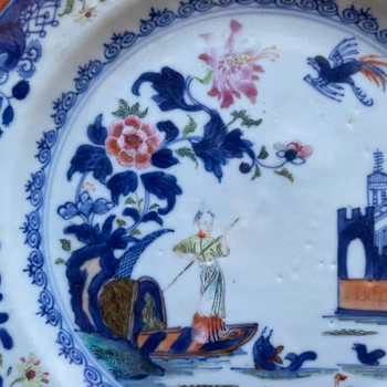 Kopia Antique Chinese plate, famille rose and underglazed blue, Qianlong #1201