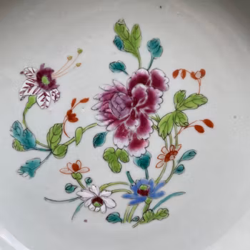 Antique Chinese Famille Rose Plate, Qianlong, Qing Dynasty #1217