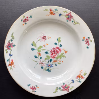 Antique Chinese Famille Rose Plate, Qianlong, Qing Dynasty #1218