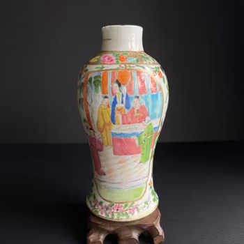 Antique Chinese rose mandarin vase 19th century #1221