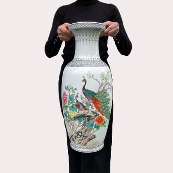 A vintage Chinese famille rose vase second half of 20th c #1230