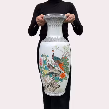 A vintage Chinese famille rose vase second half of 20th c #1230