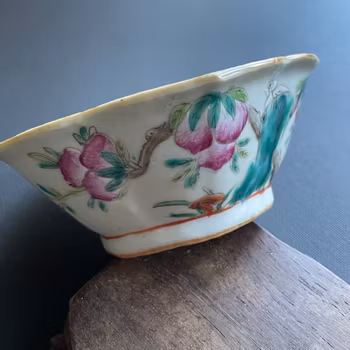 Antique chinese altar bowl with peaches, late Qing #1236