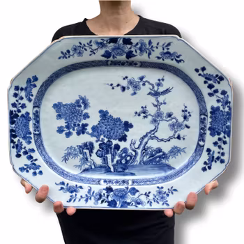 Antique Chinese Export Blue and White Porcelain platter, Qianlong period #1250