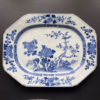 Antique Chinese Export Blue and White Porcelain platter, Qianlong period #1250