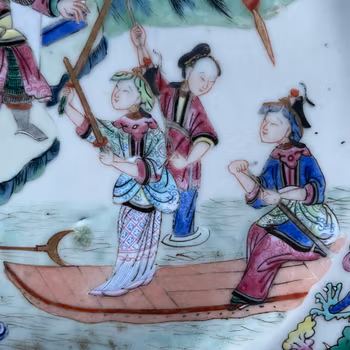 Antique Chinese plate decoration from Legend of the white snake 19th c #1273