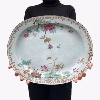 Chinese antique famille rose platter, Yongzheng / Qianlong Period #1277