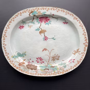 Chinese antique famille rose platter, Yongzheng / Qianlong Period #1277