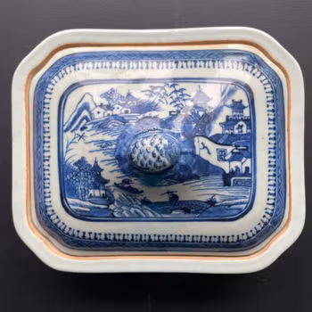 Chinese antique underglazed blue and white small Tureen, Jiaqing Period #1288