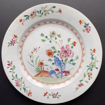 Antique Chinese Famille Rose Plate, Qianlong, Qing Dynasty #1293