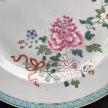 Antique Chinese Famille Rose Plate, Yongzheng / Qianlong, Qing Dynasty #1292