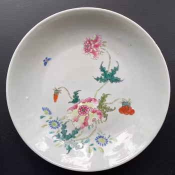 Antique Chinese famille rose deep mouth dish, Yongzheng Period #1311