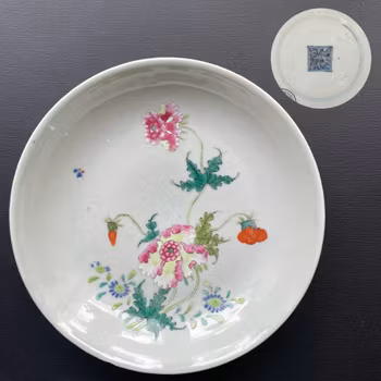 Antique Chinese famille rose deep mouth dish, Yongzheng Period #1310