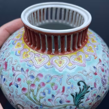 Vintage Chinese porcelain vase / censer, mid 20th c #1316
