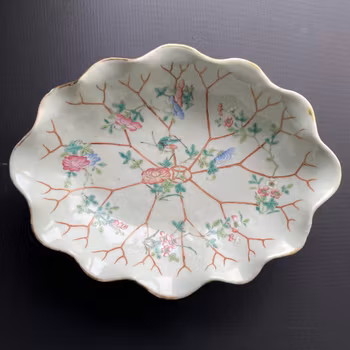Antique Chinese Altar bowl, bowl on foot tazza, Late Qing Dynasty #1339